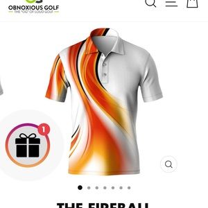 OBNOXIOUS GOLF “ THE FIREBALL “ men’s golf shirt size small